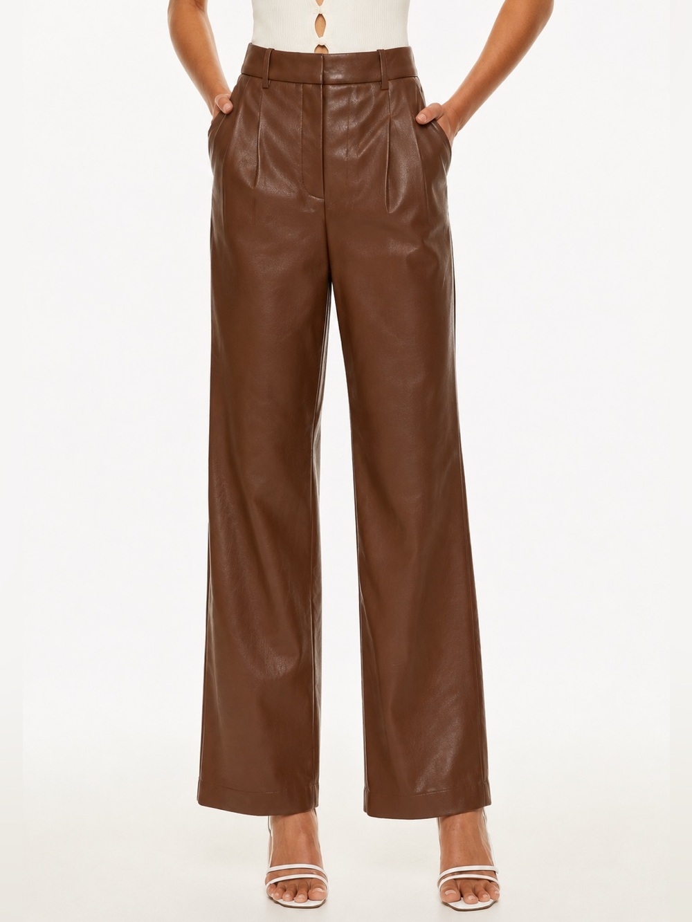 Wilfred The Effortless Pant High-Waisted Wide-Leg Vegan Leather Pants Size 6 NWT